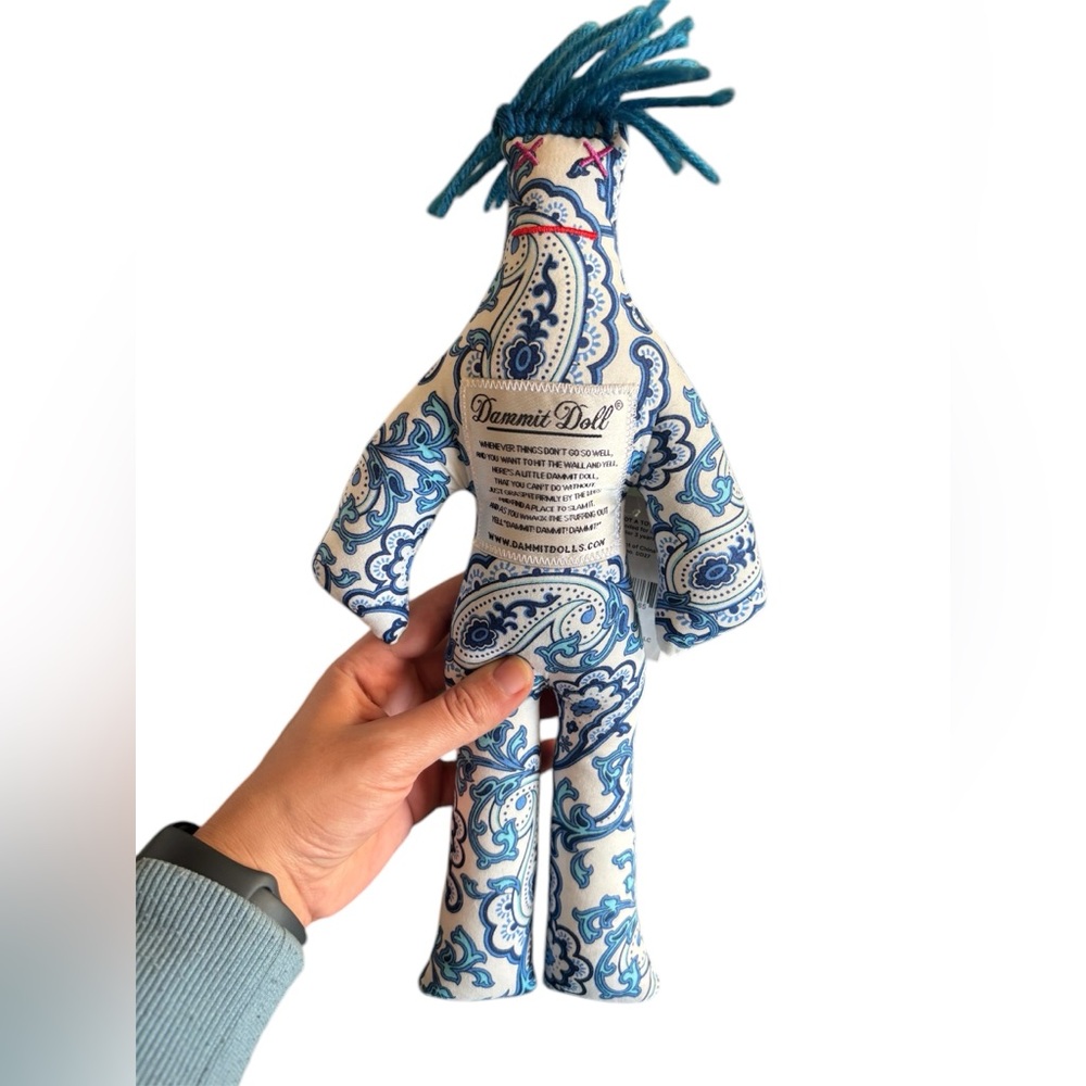 Dammit Doll Stress Relieve Tool with Blue Paisley Pattern